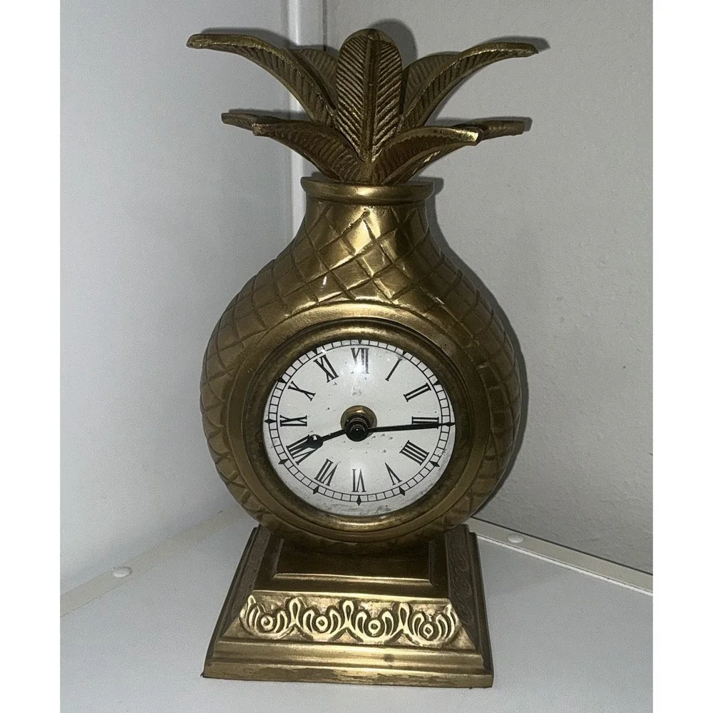 Vintage Brass Pineapple Clock 8.5